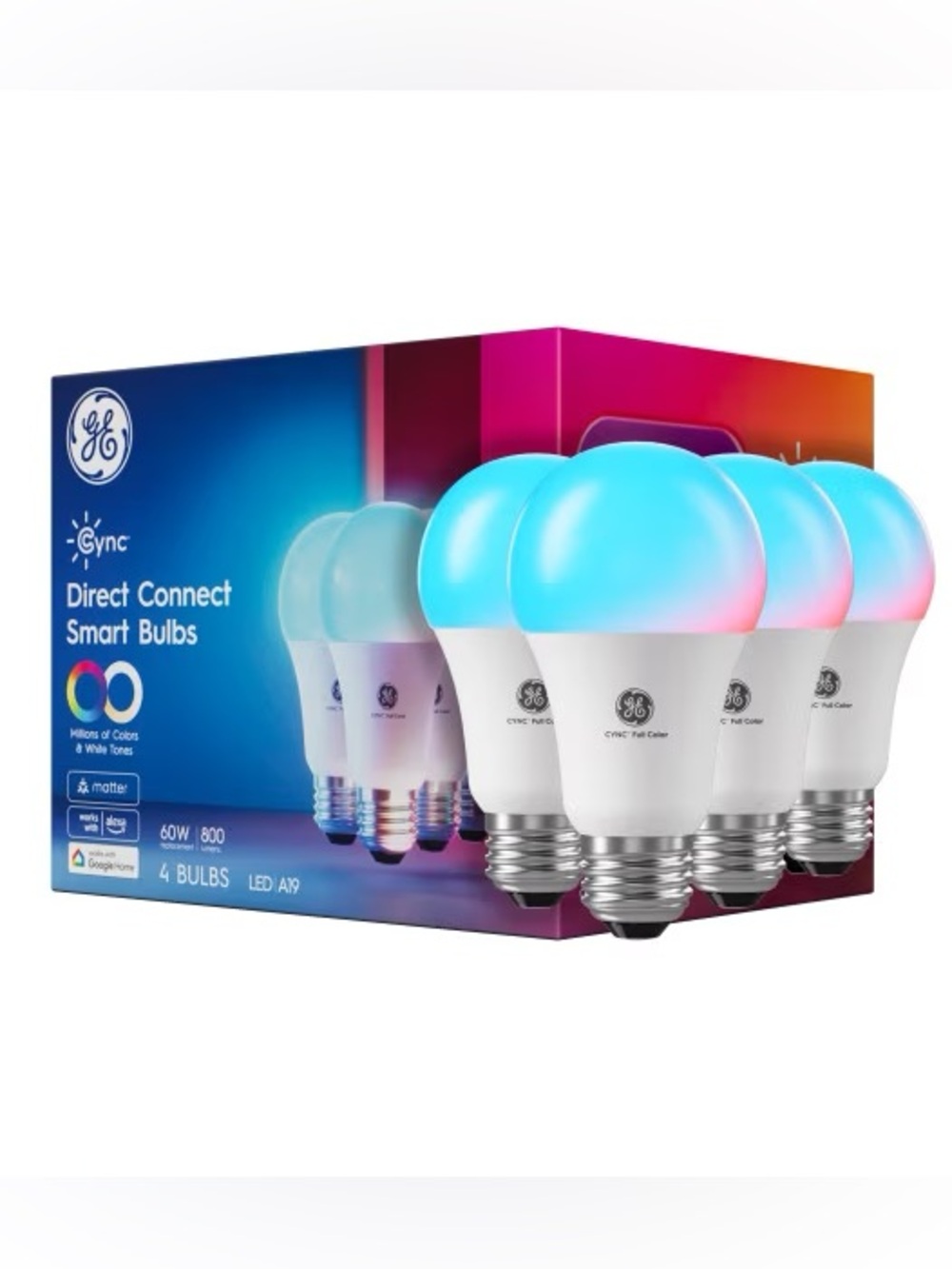 GE Cync Direct Connect A19 Smart LED Light Bulbs